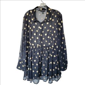 Polka Dot Sheer Black and Gold Women's Top